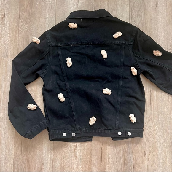 13DE Marzo Paris Mini Teddy Bear Cover Denim Jacket Coat Black Size S - RARE - Picture 7 of 9